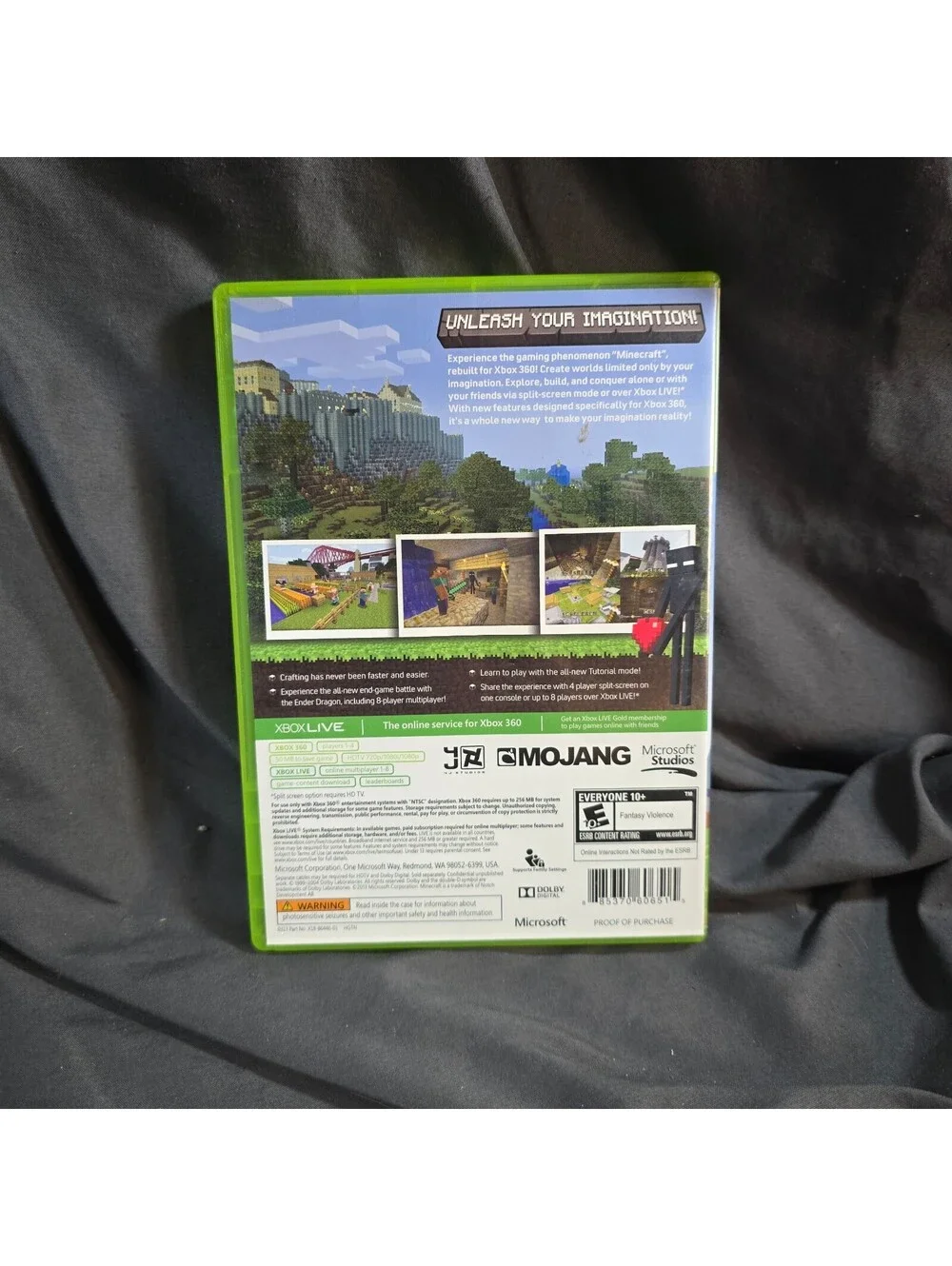 Minecraft (Microsoft Xbox 360) Authentic, tested/works